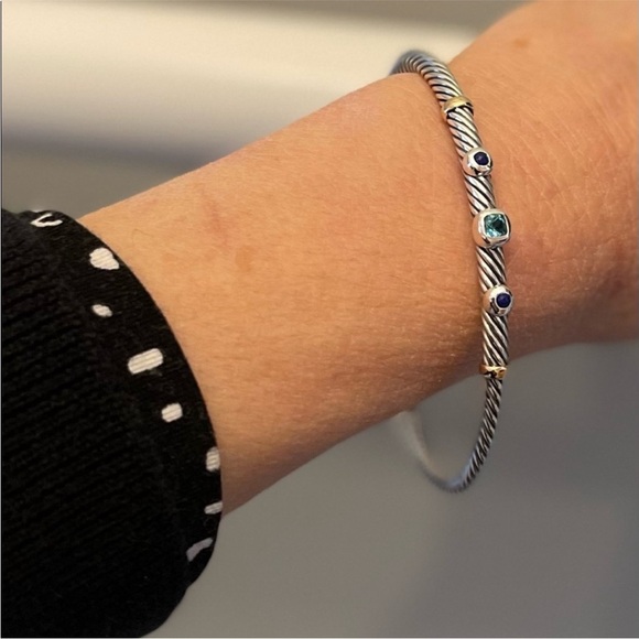 Authentic David Yurman 18K 925 Renaissance Blue Topaz Lapis Lazuli